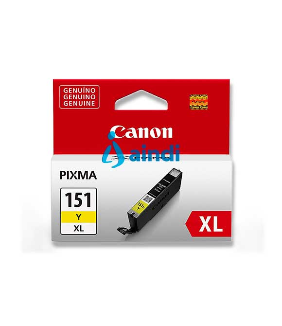 CARTUCHO CANON CLI-151Y AMARILLO, RENDIMIENTO APROX 310  PAGINAS, COMPATIBLE CON  MG5410, MG5510, MG5610, MG6310, MG6410, MG6610, MG7110, MG7510, MX721, MX921, IX6810, IP7210, IP8710. 