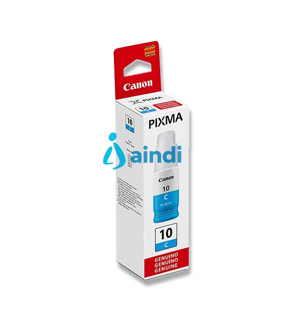 BOTELLA DE TINTA CANON GI-10C CYAN, 70 ML, RENDIMIENTO APROX. 7,700 PAGINAS, COMPATIBLE CON G5010, G6010, G7010.