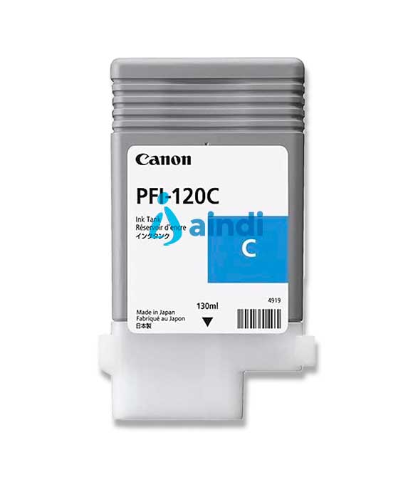 TANQUE DE TINTA CANON PFI-120 C CYAN RENDIMIENTO 130 ML, COMPATIBLE CON TM-200, TM-205, TM-300, TM-305.