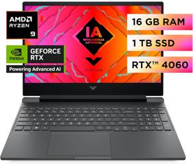 Laptop Gamer Hp Victus, Ryzen 9, 16gb Ram, 1tb Ssd, Rtx 4060, 15.6 Fhd, Windows 11 Teclado En Español.
