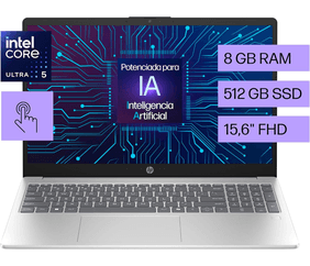 Laptop HP 15-fd1254la - Intel Core Ultra 5, 8GB DDR5, 512GB SSD, Pantalla Táctil 15.6” FHD, Windows 11 Home, Teclado Español
