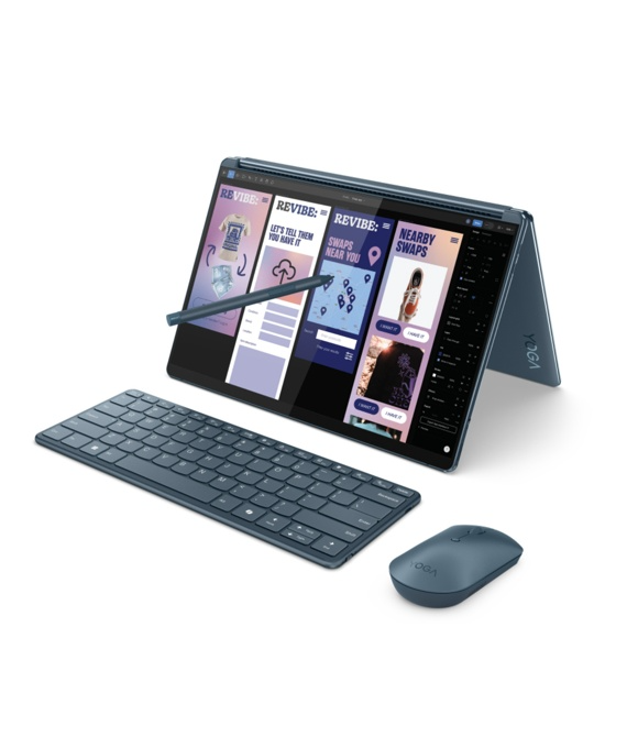 Laptop 2 en 1 Lenovo Yoga Book 9 13IMU9 13.3" OLED Dual Screen 2.8K Táctil | Intel® Core™ Ultra 7 155U | 16GB RAM | 1TB SSD | Windows 11 Home | Tidal Teal - Teclado en Español.
