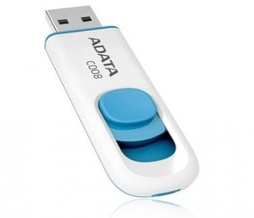 MEMORIA ADATA 32GB USB 2.0 C008 RETRACTIL BLANCO-AZUL (AC008-32G-RWE)