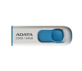 MEMORIA ADATA 64GB USB 2.0 C008 RETRACTIL BLANCO-AZUL (AC008-64G-RWE)