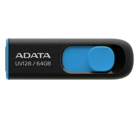 ADATA UV128 Memoria USB 64GB USB 3.2 Retráctil Negro-Azul AUV128-64G-RBE