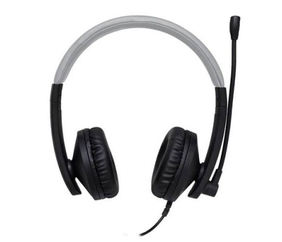 Perfect Choice PC-112167 Audífonos profesionales USB con micrófono, cable 1.8 m, negro con gris