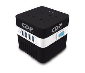 CDP RU-AVR604 Regulador de voltaje 600VA/300W con 4 contactos NEMA 5-15R y 4 puertos USB RU-AVR604