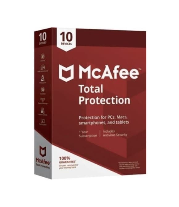 McAfee Total Protection, 10 Dispositivos, 1 Año, Windows/Mac
