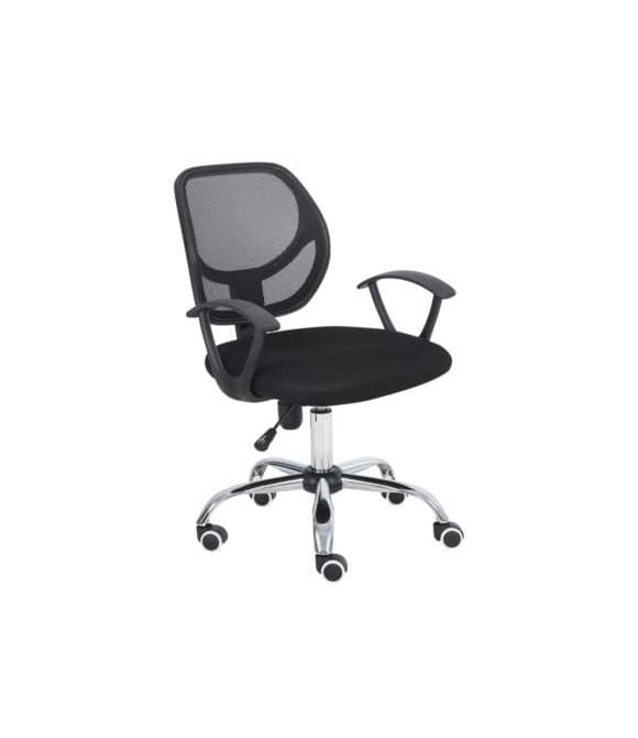 Silla Secretarial Nextep NE-650S de Altura Ajustable Tela Negra Base Giratoria