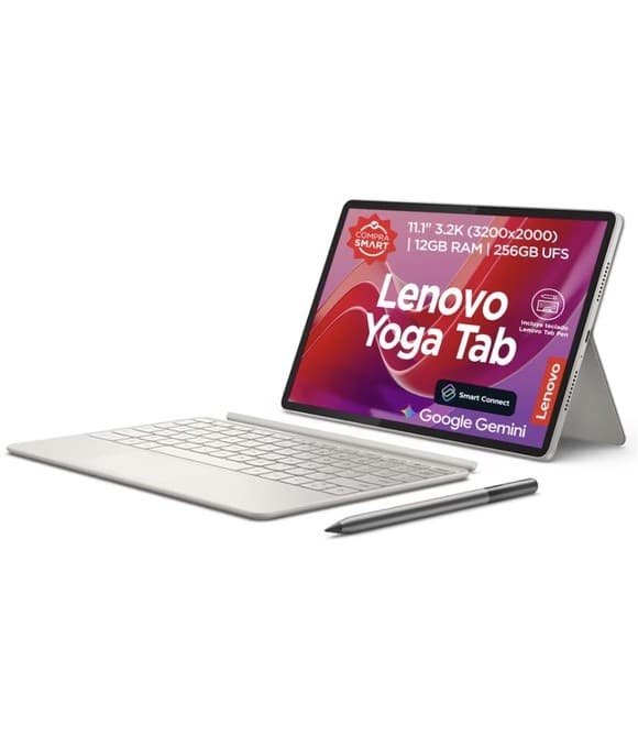 Tablet Lenovo Yoga Tab ZAG60209MX 11.1" 3.2K 144Hz, Snapdragon 8 Gen 3, 12GB RAM, 256GB UFS 4.0, Android 15, Wi-Fi 7, Teclado y Lenovo Tab Pen Pro