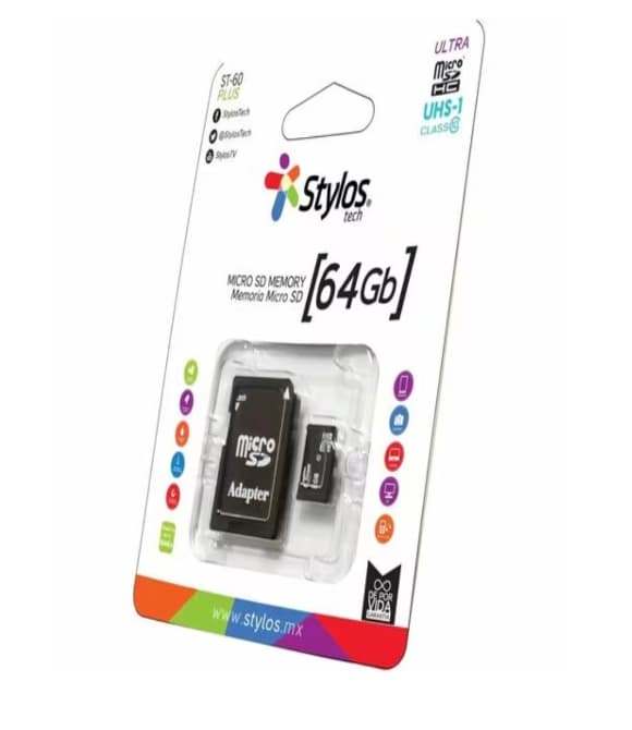 MEMORIA STYLOS MICRO SD 64GB C / A APRUEBA DE GOLPES NEGRO
