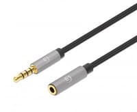 Manhattan 356039 Cable de audio estéreo 3.5 mm extensión M-H 2.0 m negro/aluminio plateado